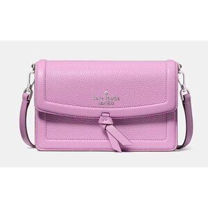 S Kate Spade Knott Flap Crossbody Bag Lilac Pebbled Leather Purse KM611 NWT $249